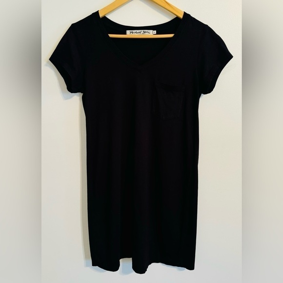Michael Stars Black V-Neck Short Sleeve Shift Dress Size S - Picture 3 of 6